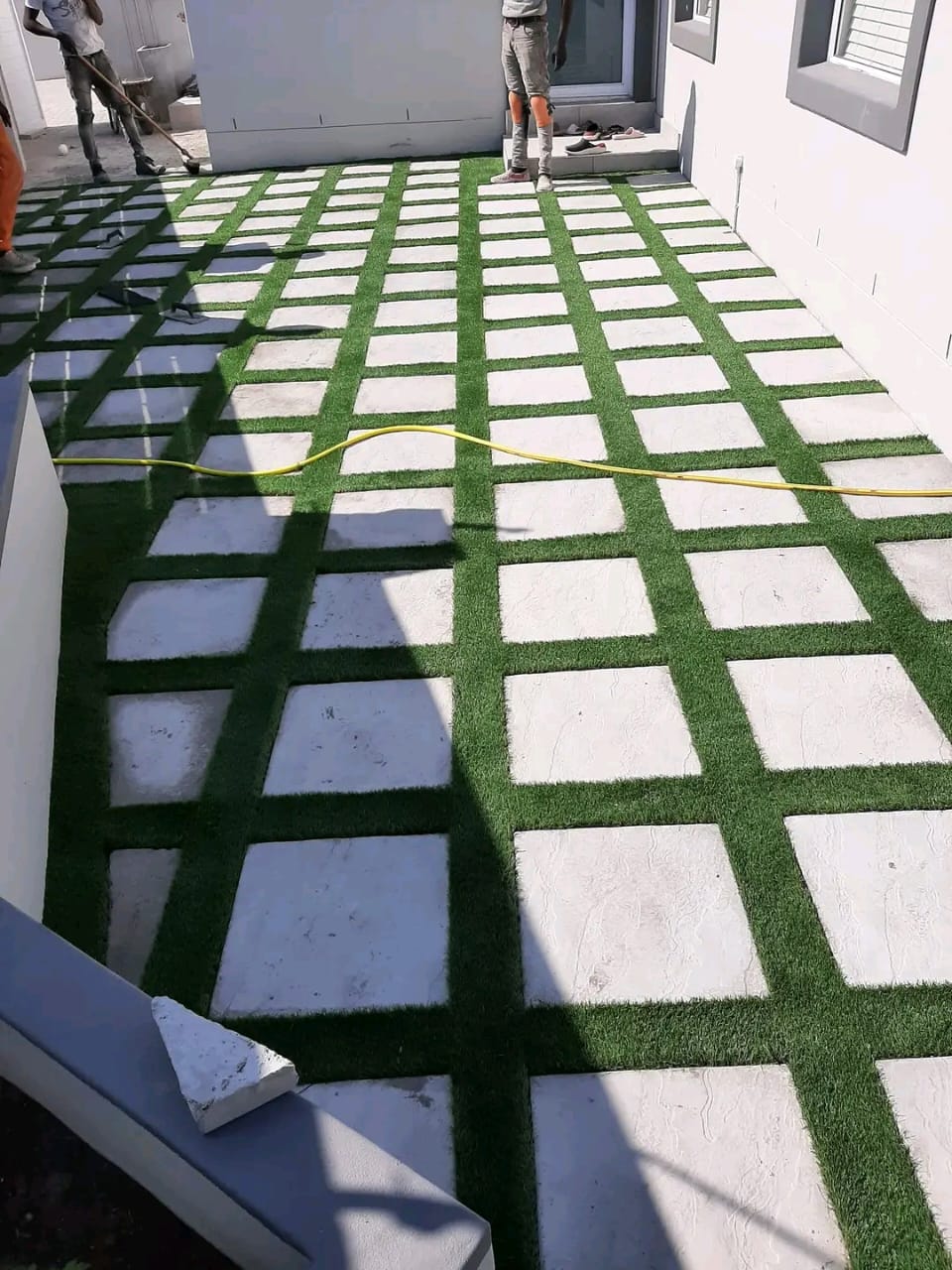 Artificial turf installed in a residential garden